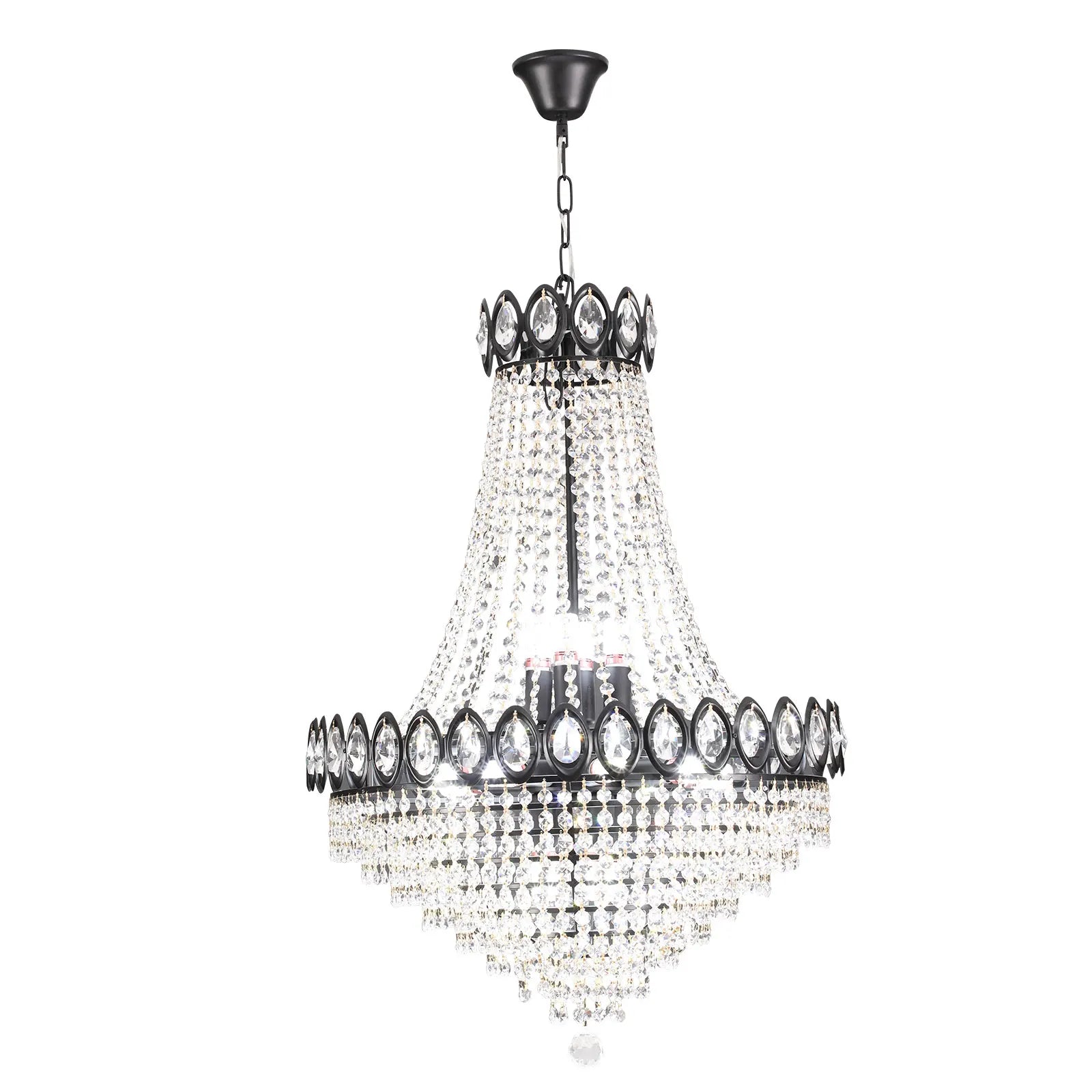Unique Elegant Crystal Chandelier with Adjustable Chain Soft light for High Ceiling Foyer Entryway Living Room Dining Room