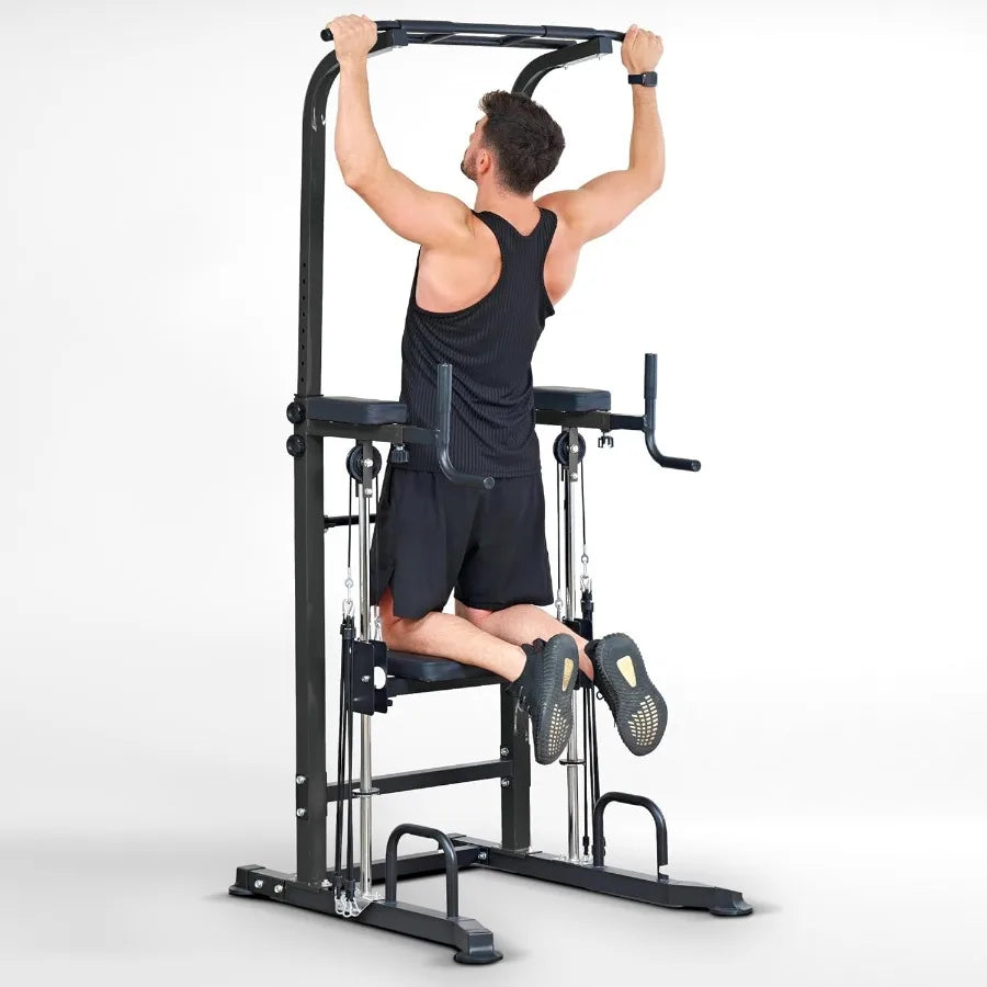 Power Tower Dip Station Pull Up Bar Exercise Tower, Free Standing Pull Up Bars For Home Gym Strength Training Workout Equipment