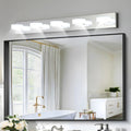 37" Modern Minimalist 5-Light LED Vanity Light Chrome Energy-Efficient Bathroom Decor Wall Sconce