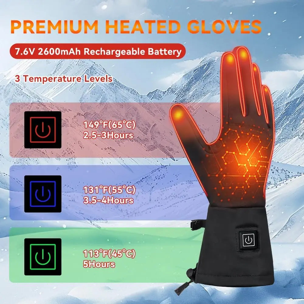 Rechargeable Heated Gloves Liners with 7.6V Battery, 3 Heat Modes, Waterproof & Touchscreen for Men Women – Outdoor Fishing, Hun