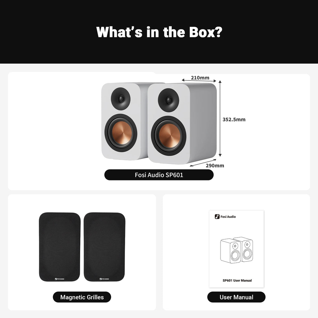 Fosi Audio SP601 Passive Bookshelf Speaker Wooden 160W Studio Monitor Speakers For TV Computer Desktop Hifi Home Theater