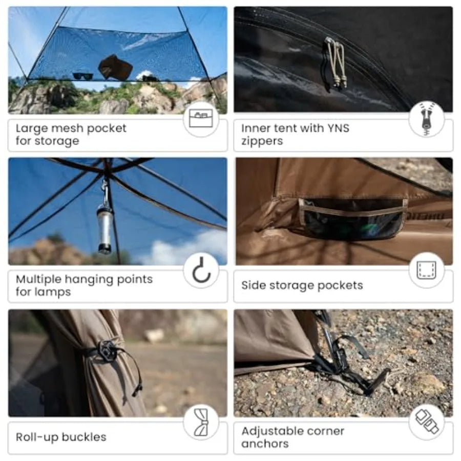 4 Person Camping Tent 3 Season Family Shelter Easy Setup Outdoor Backpacking with 2000mm Outer Rainfly 5000mm Bottom Wat