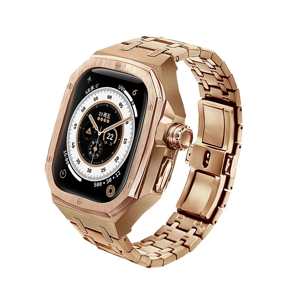 Luxury Stainless Steel Case Mod Kit for Apple Watch Ultra 3 2 1 49MM Liquid Silicone Strap for IWatch Series 49MM Accessories