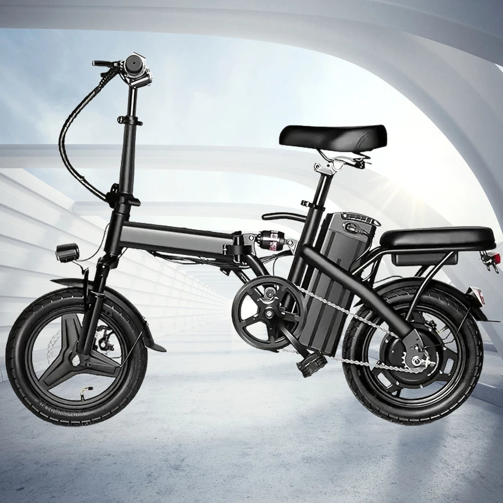 400W Peak Motor 14" Mini Folding Electric Motorcycles E Bike For Adults, 19.5Mph 19Miles 10AH Adults Electric Bicycle Ebike