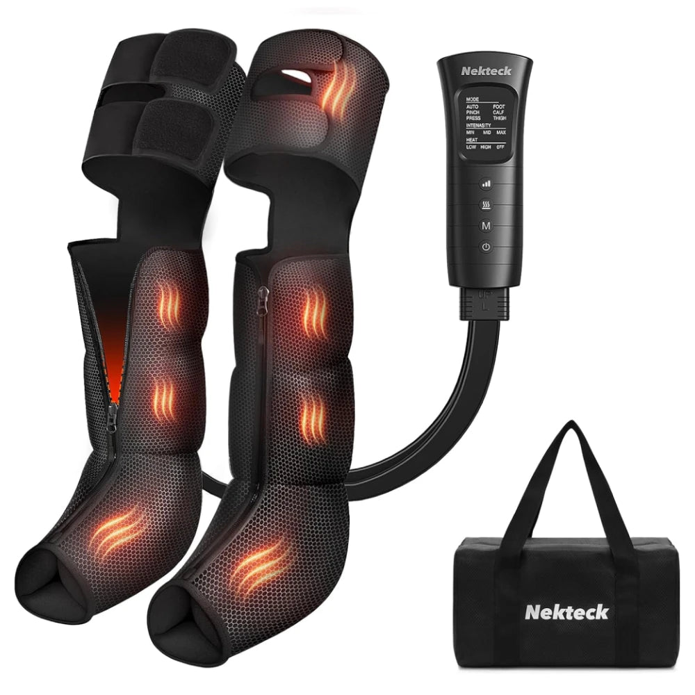Nekteck Leg Compression Massager with Heat 2 Heats 6 Modes Air Compression Boots for Circulation Pain Relief Christmas Gifts