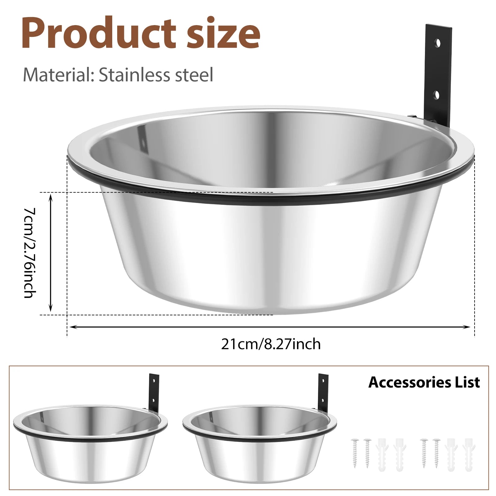 Dog Bowl Foldable Stainless Steel Raised Dog Food and Water Bowls Adjustable Height Wall Mounted Cat Food