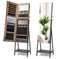 Jewelry Cabinet Armoire Storage Organizer Freestanding with Full-Length Mirror