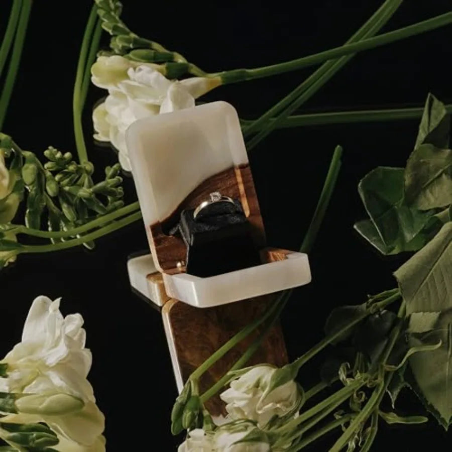 Personalized Engagement Ring Box for Proposal Unique Wedding Ring Holder Jewelry Display Case Travel Jewelry Organizer Ring