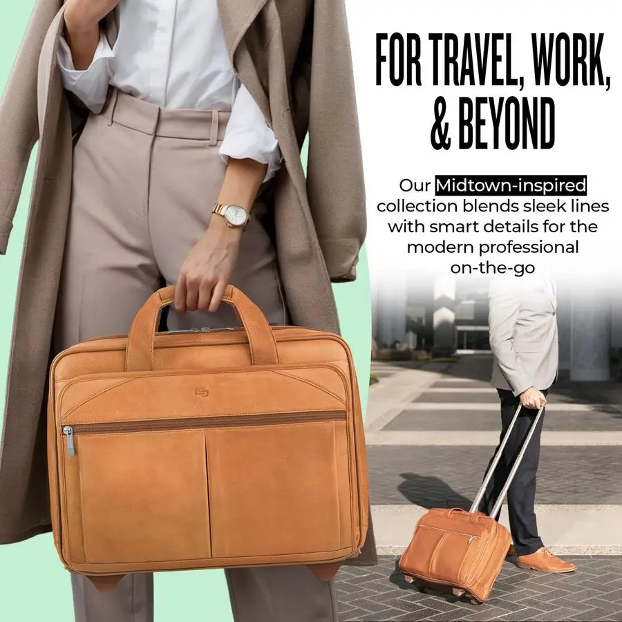 Rolling Case with Wheels Roller Laptop Bag, Wheeled Briefcase for Women amp Men, Carry On Size for Travel, Fits 15.6 Computer Wa