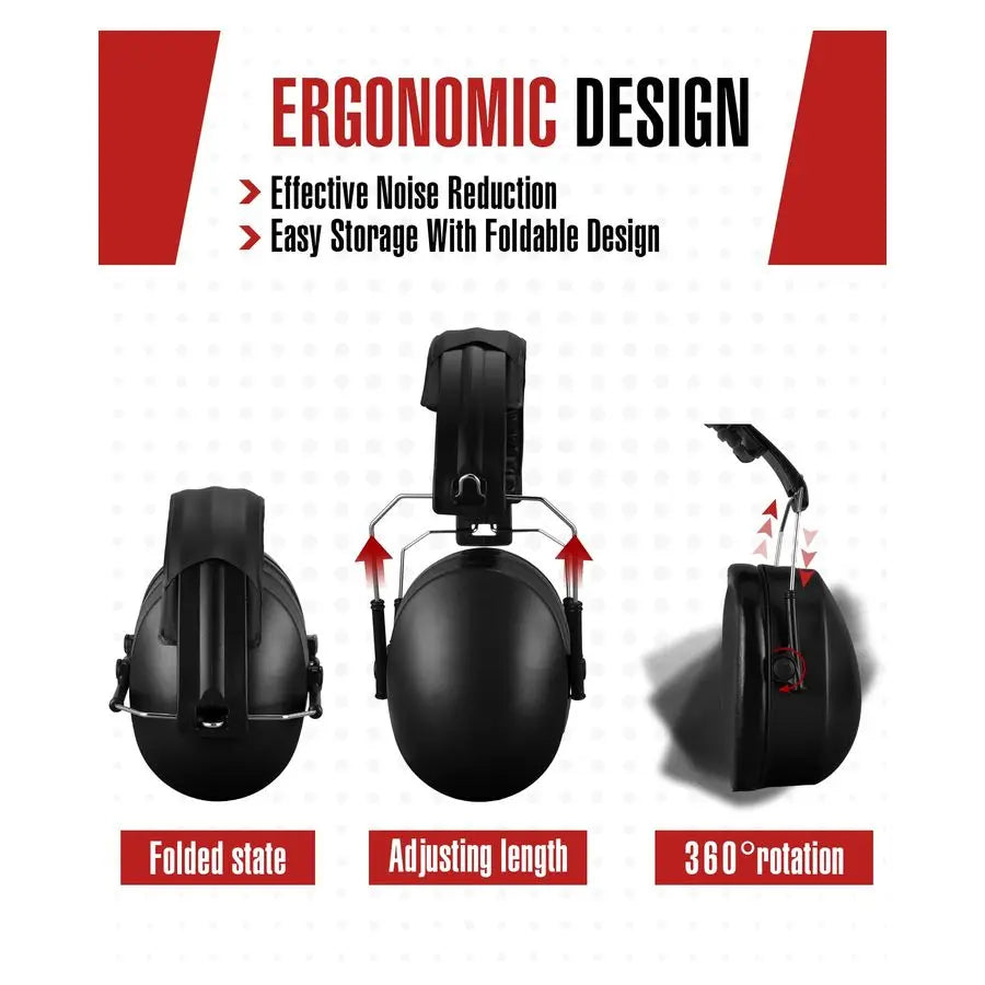 Pcs Hearing Protection Ear Muffs NRR 28dB Noise Reduction Headphones Shooting Ear Protection EarmuffsBlack