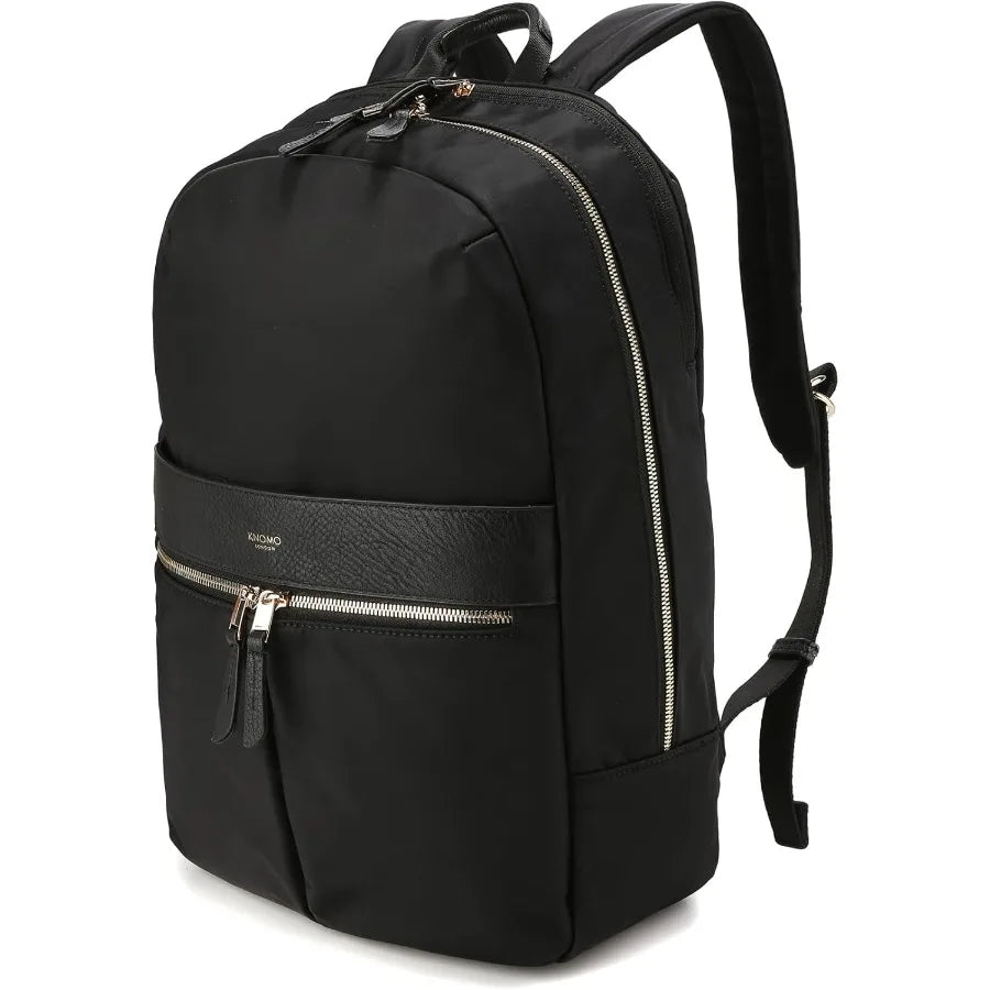 KNOMO Beaufort 15.6" Laptop Backpack Work Bag Purse for Women Large Travel Rucksack with Golden Zip Black