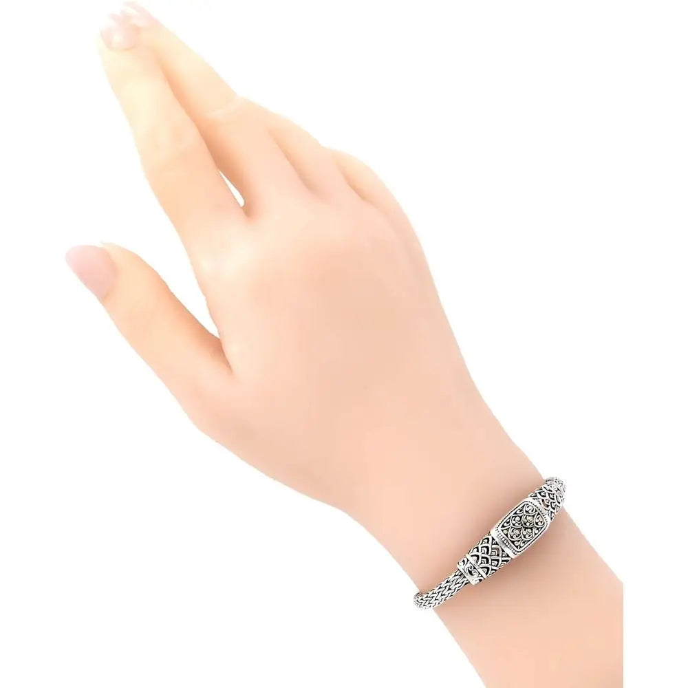 Sterling Silver 925 Bali Dragon Bone Tulang Naga Borobudur Wheat Chain Bracelet