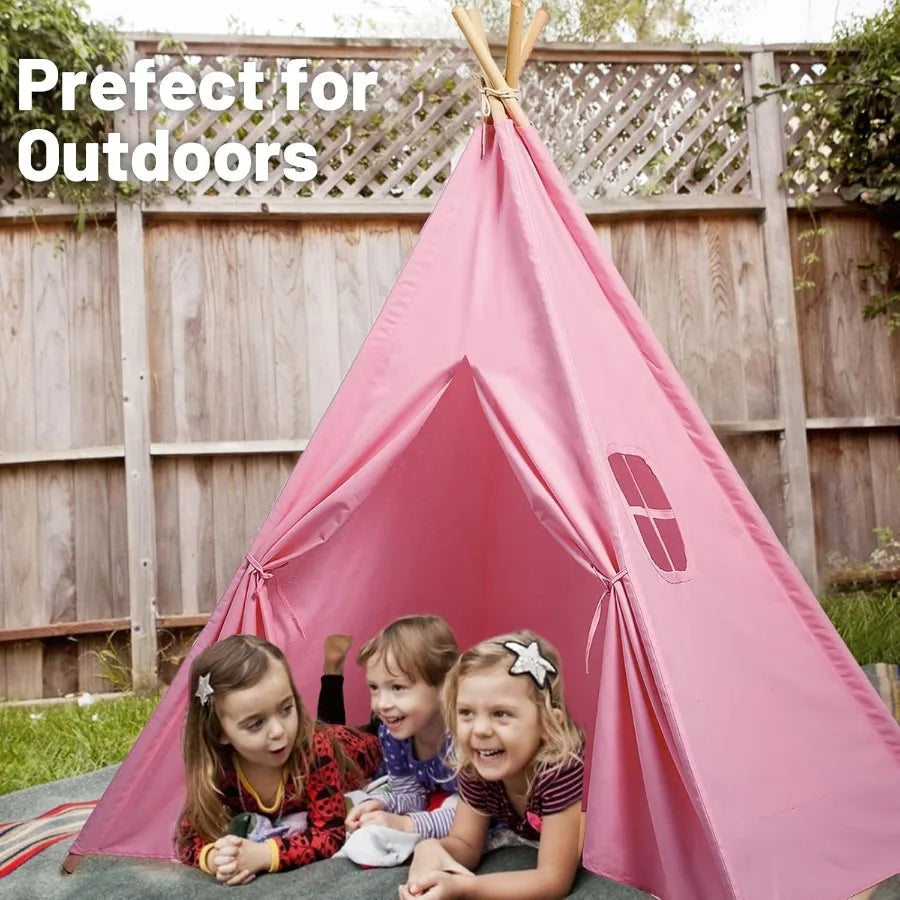 4 Pack Pink Foldable Teepee Tent for Indoor Play Sleepover Tent with Star Lights Portable Toddler Slumber Party Tent Gift