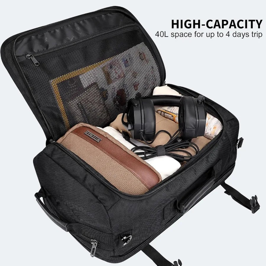 WITZMAN Travel Backpack for Men Women Laptop Backpack with USB Charging Port Carry-on Luggage Flight Approved B686 Black