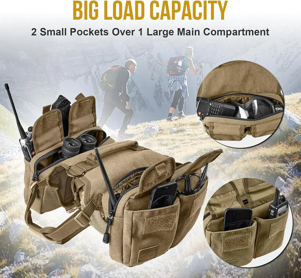 Dog Hiking Backpack, Dog Pack for Medium Large Dogs, Hoppy Camper 3.0 Dog Saddle Bag Harness Outdoor Hiking (L, Brown)