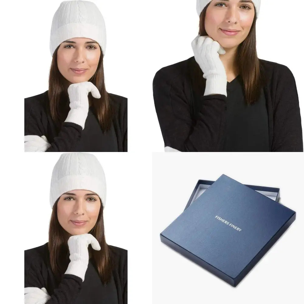 Luxurious Pure Cashmere Hat and Gloves Set for Women with Elegant Packaging