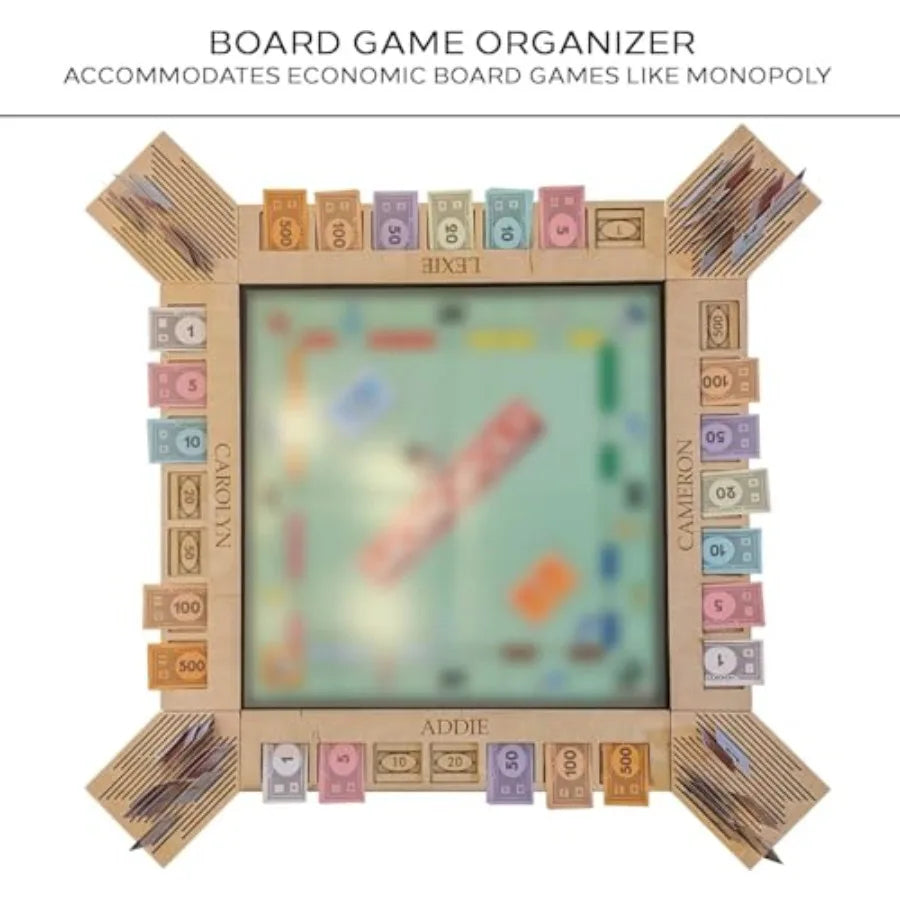 Custom Board Game Frame Personalized Game Board Organizer for Monopoly Compatible with Game Pieces Economic Themed Complete Set