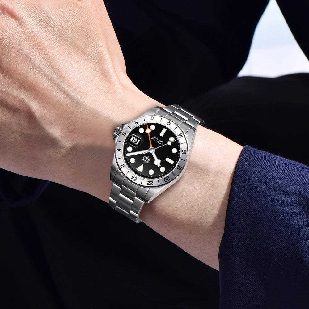 RollsTimi GMT Men's Watches Luxury NH34 Automatic Watch For Men Mechanical Wristwatch AR Sapphire Waterproof Luminous Gift Clock