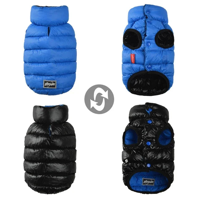 Winter Dog Clothes Reversible Waterproof Pet Vest Jacket Light Weight Warm Dog Coat Clothing Clothes For Small Medium Large Dogs