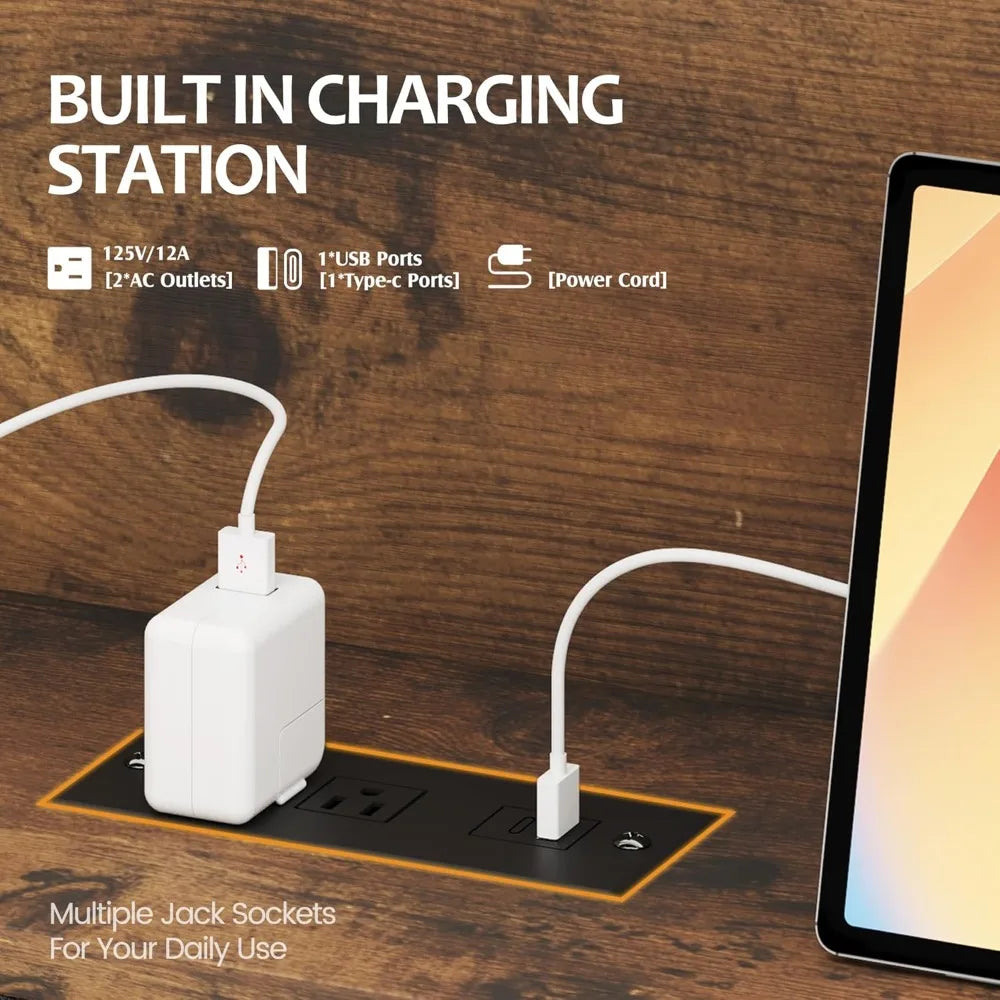 Queen Bed Frame with Headboard, High Storage Bookcase, 4 Drawers, LED Lights & Charging Station, Noise-Free Metal Support