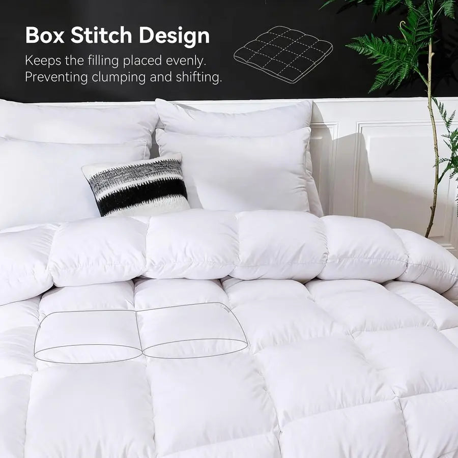 Feather Down Fiber Comforter Full Size, Ultra Soft Medium Warm Duvet Insert, All Season Luxury Hotel Bedding Comforters with Cor