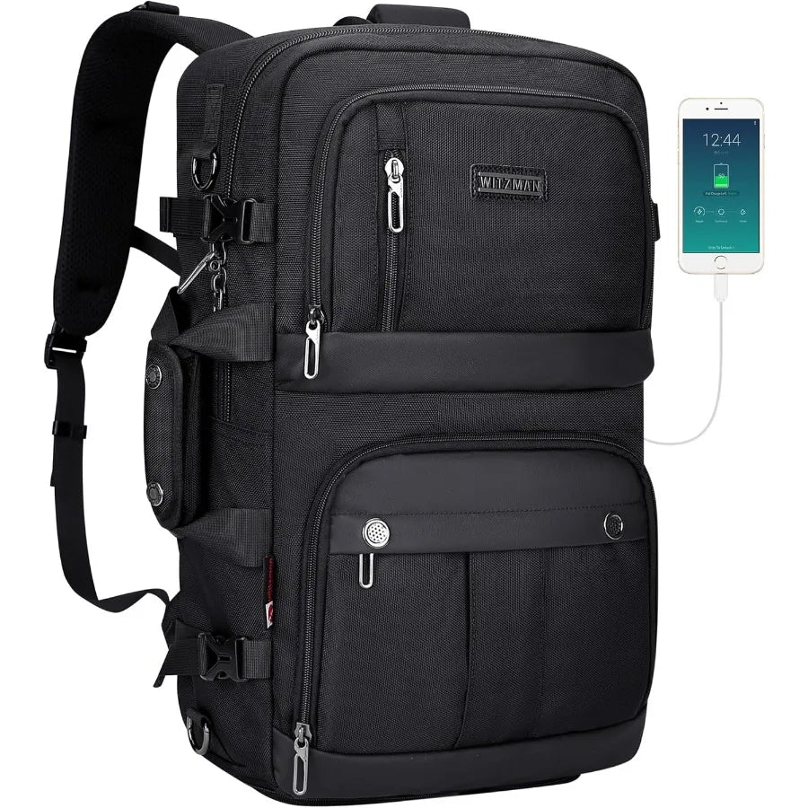 WITZMAN Carry on Travel Backpack for Men Women Laptop Backpack with USB Charging Port Airline Approved B683 Classic Black