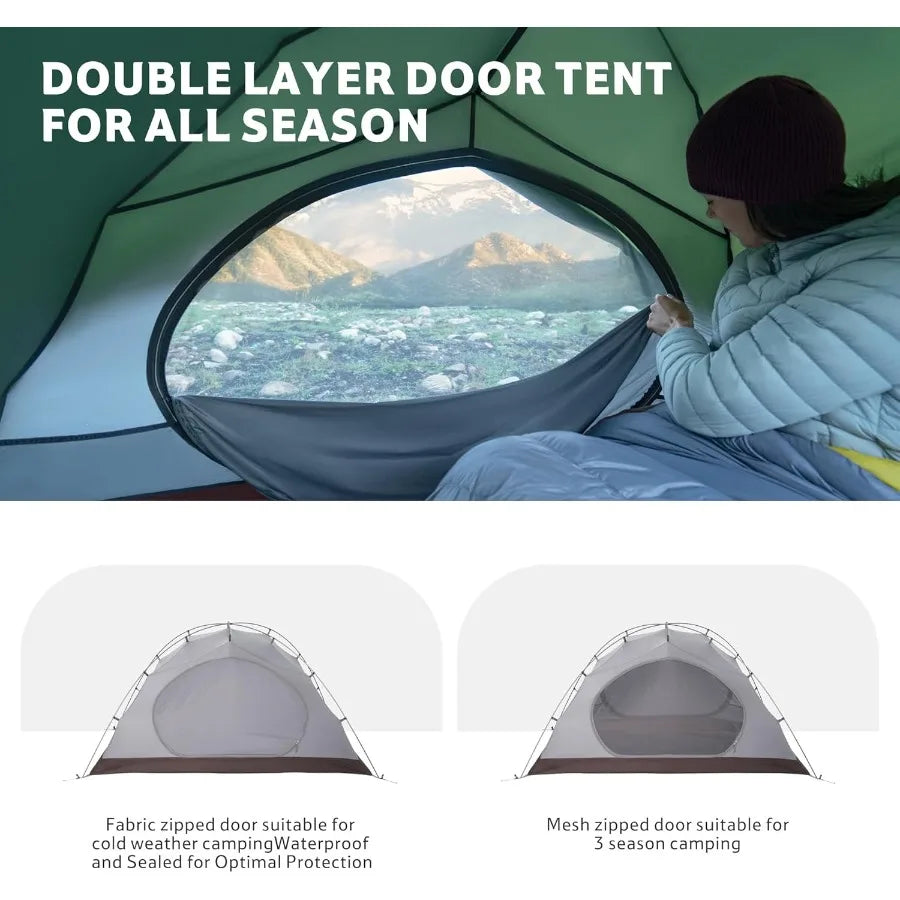 4 Season TentWaterproof 2 Person Backpacking Tent Four Season Tents for Cold Weather Winter Camping