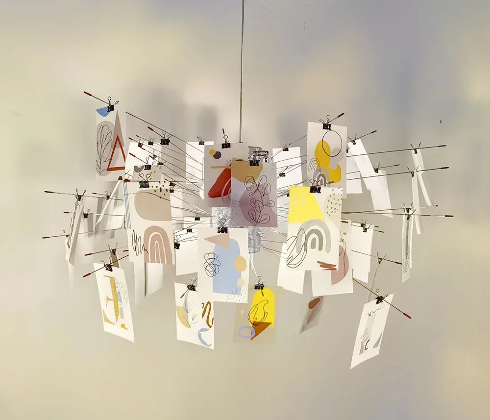 2025 New Minimalist Zettel Card Lamp Creative Decoration Card Pendant Lamp for Living Room Bedroom Study