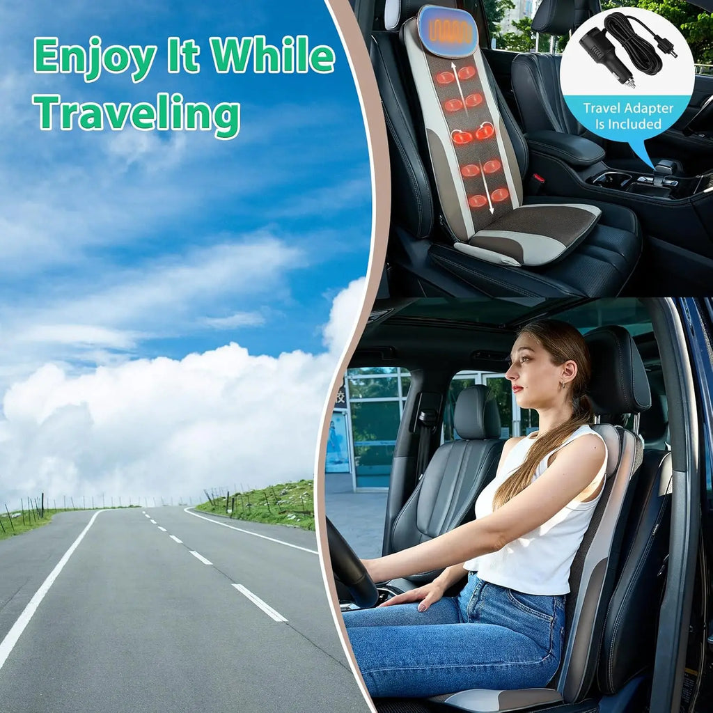 Shiatsu Back Massager with Heat, Deep Tissue Kneading for Stress Relief, PU Leather Cushion