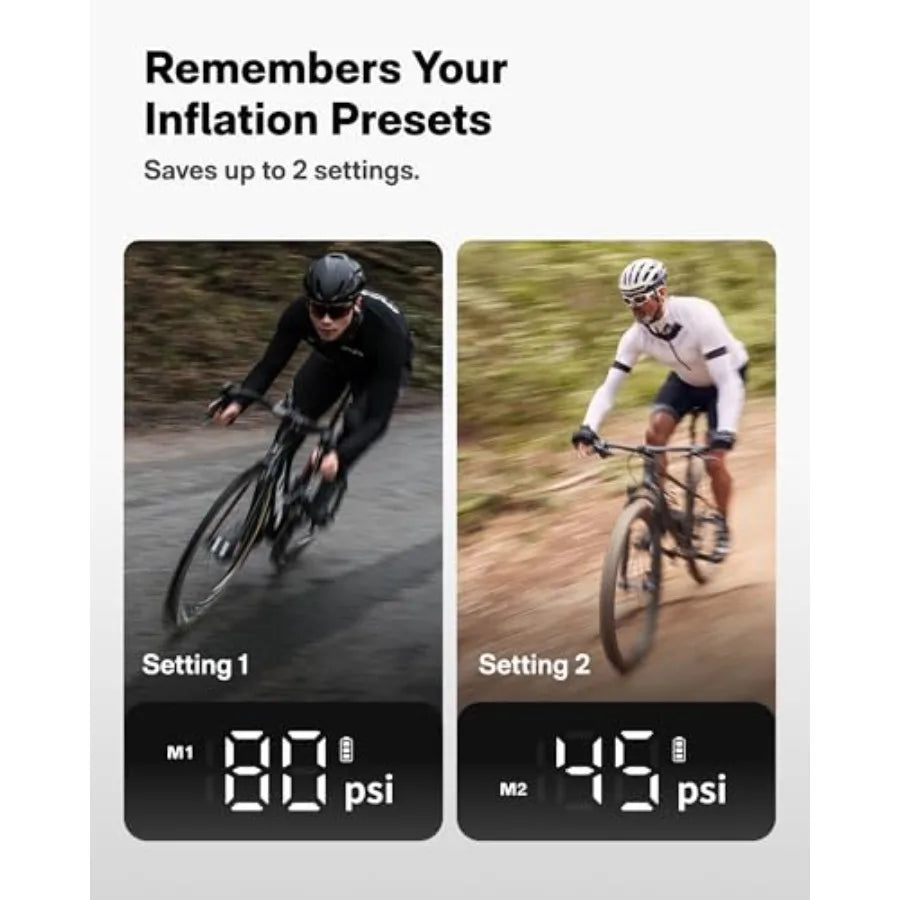 Mini Bike Tire Pump 25s Fast Inflate Bicycle Pump with Guage 150PSI Portable Electric Bike Air Pump with Presta and Schrader Va