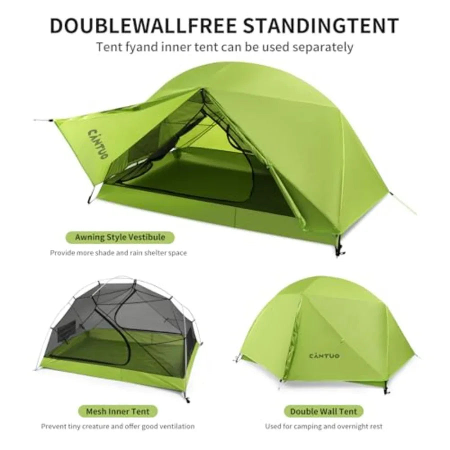 2 Person Backpacking Tent 3 Season Camping Tent Ultralight Waterproof Windproof Easy Set Up for Outdoor Hiking Cycling