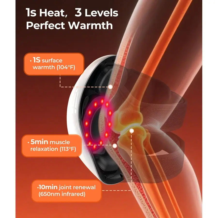 First 360 Knee Massager with 1Second Heat Cordless Red Light Therapy for Joint Comfort, 3 Intensity Levels, Perfect for Athletes