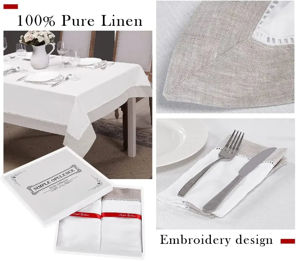 Simple&Opulence 4PCS 100% Linen serving Napkins Reusable Washable wedding decoration Birthday party Table napkin 18 x 18 inch