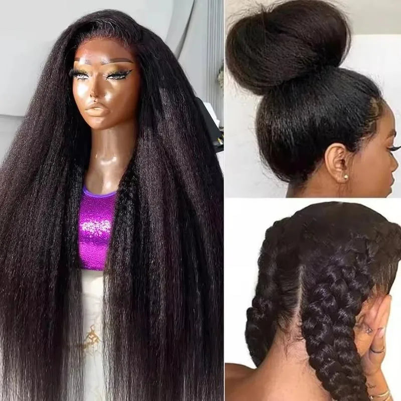 Luxury Kinky Straight Real Full Lace Human Hair Wigs HD Full Lace Wigs Part Anywhere Full Lace Wig Breathable Full Scalp Wig