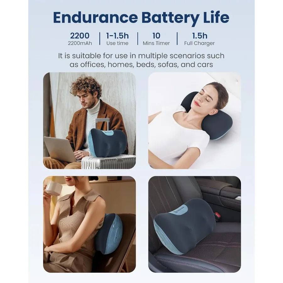 Shiatsu Neck and Back Massager with Heat Neck Massager Pillow with 3D Kneading Deep Tissue Cordless and Portable Soothes Muscle