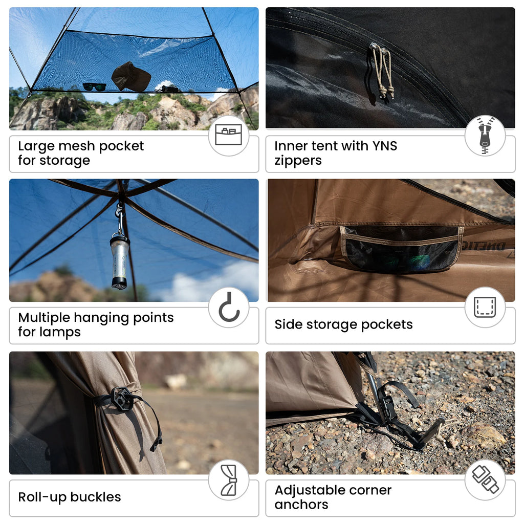 OneTigris JOVIAN Camping Tent 3-Season 4-Person Dome Tent Outdoor Backpacking Shelter With Tent Bottom Waterproof Floor Mat