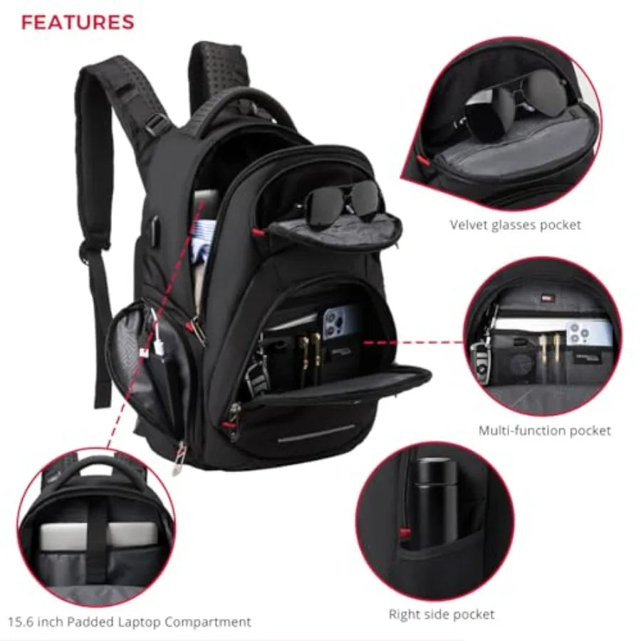Swissdigital Design Laptop Backpack for Man and Woman Fits 15.6 Inch Computer Bag with Convenient USB Charging Port and Vibrati