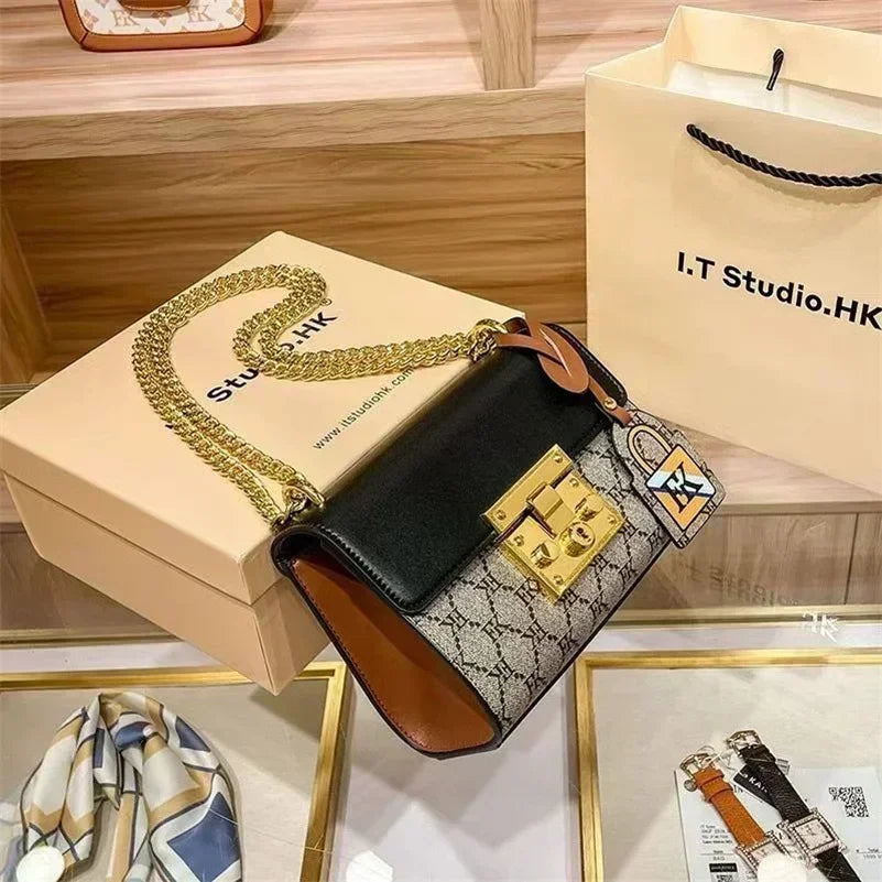 women Shoulder Bag High Quality genuine Leather Padlock Hand Bags Flap Messenger handbag Fashion Letter  purse BG8