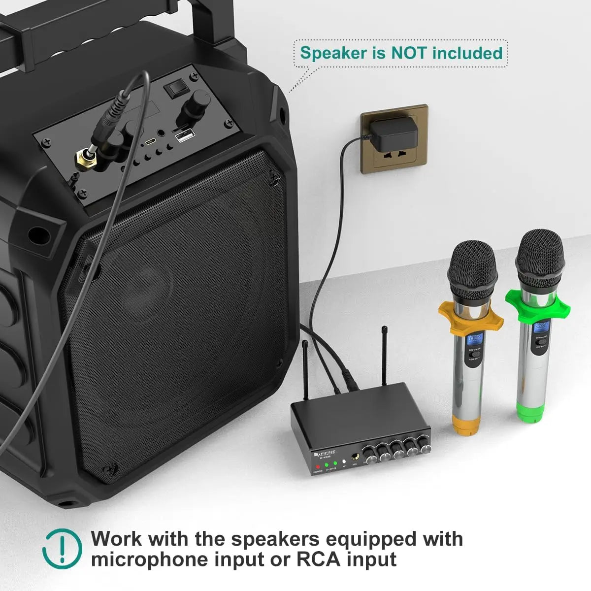 UHF Dual Channel Wireless Handheld Microphone, Easy-to-use Karaoke Wireless Microphone System-K036