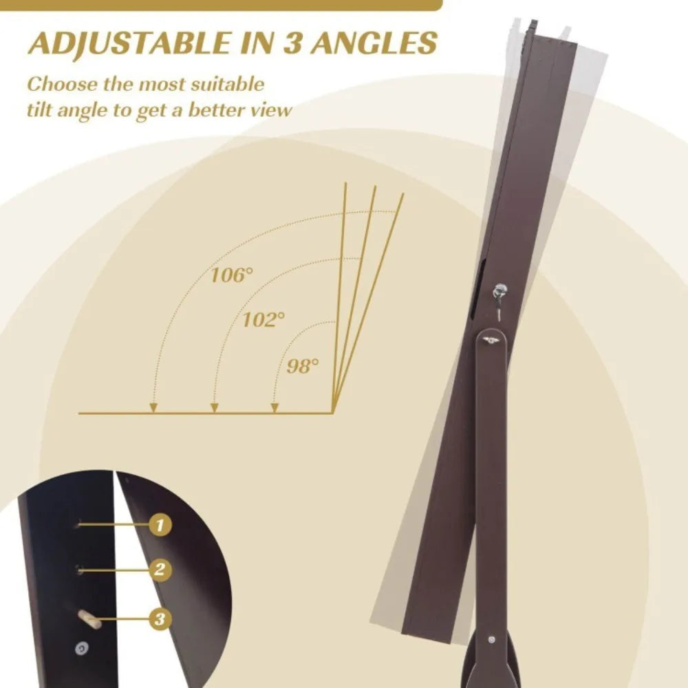 Jewelry Cabinet Storage Organizer Armoire Floor Standing with Full-length Mirror