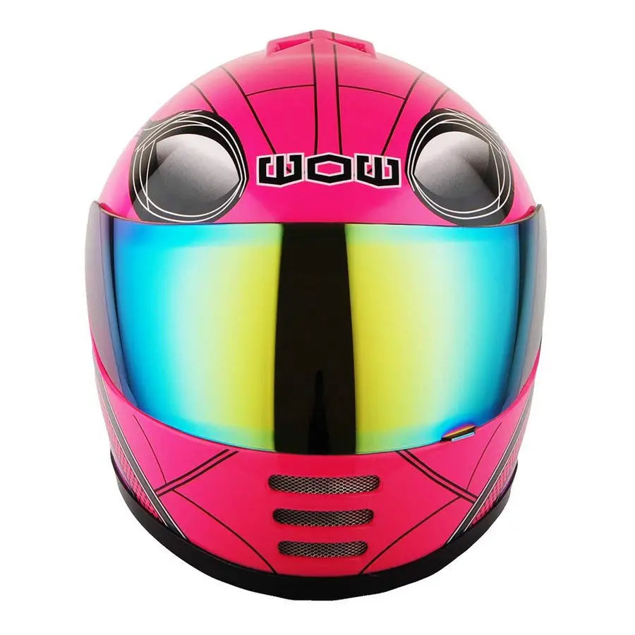 Youth Motorcycle Full Face Helmet Street Bike BMX MX Kids Spider Pink MX Skeleton Glove Bundle