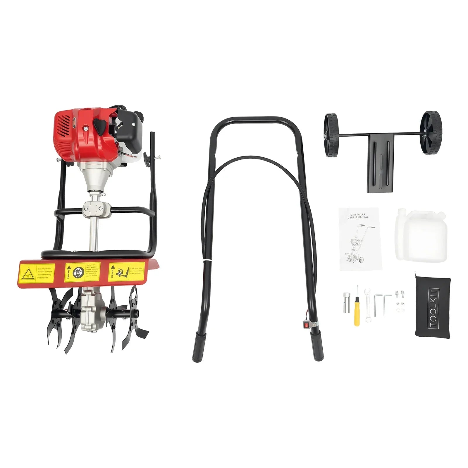 2 Stroke Mini Tiller Cultivator Garden Tiller Gas Powered Hand Rotary Cultivator Rototiller 52cc Commercial Tiller Gas Powered