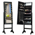Full Length Mirror Jewelry Organizer Vanity Box w/ 18 LED Lights Black