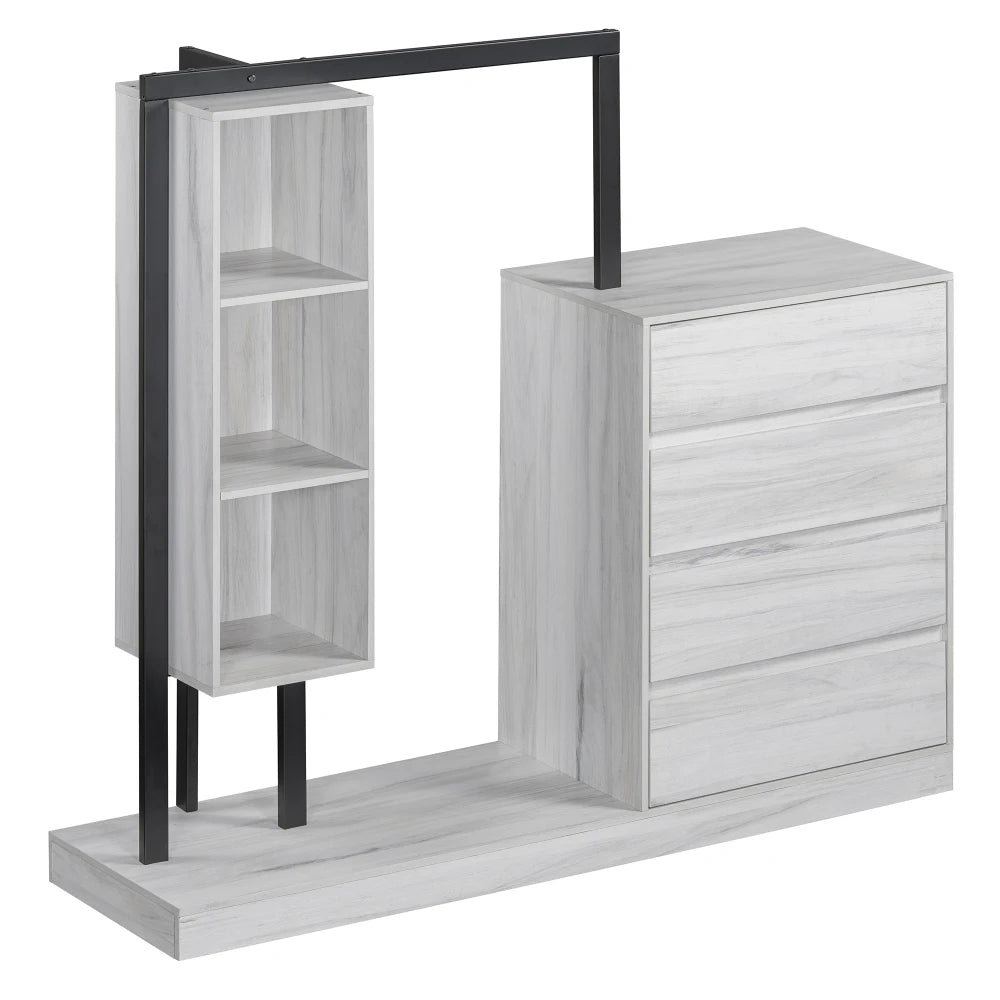 Wardrobe with 4 Drawers and 3 Shelves White