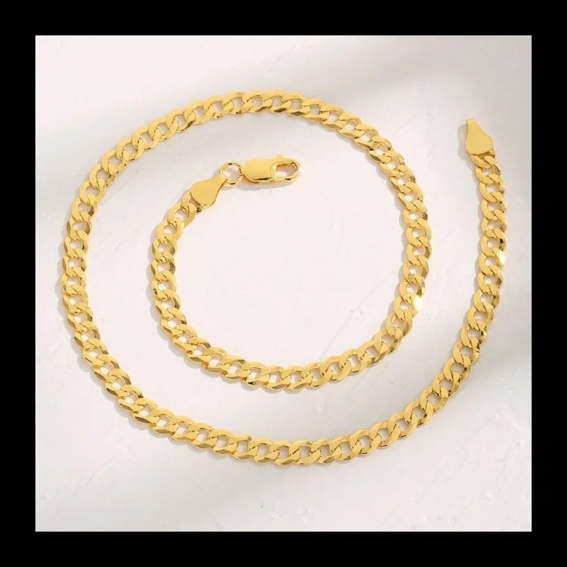 S925 silver explosion hip hop style gold necklace jewelry simple personality fashion high sense necklace