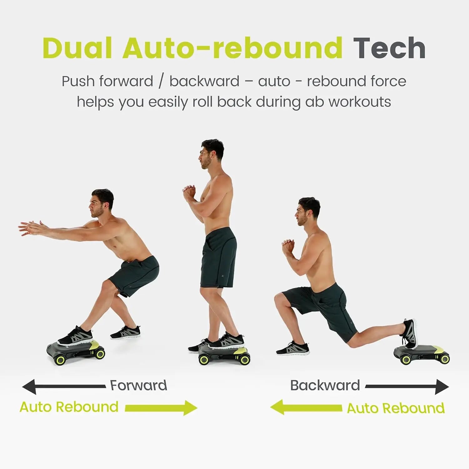 4-Wheel Ab Roller with Automatic Rebound, Core Workout Equipment for Home Fitness
