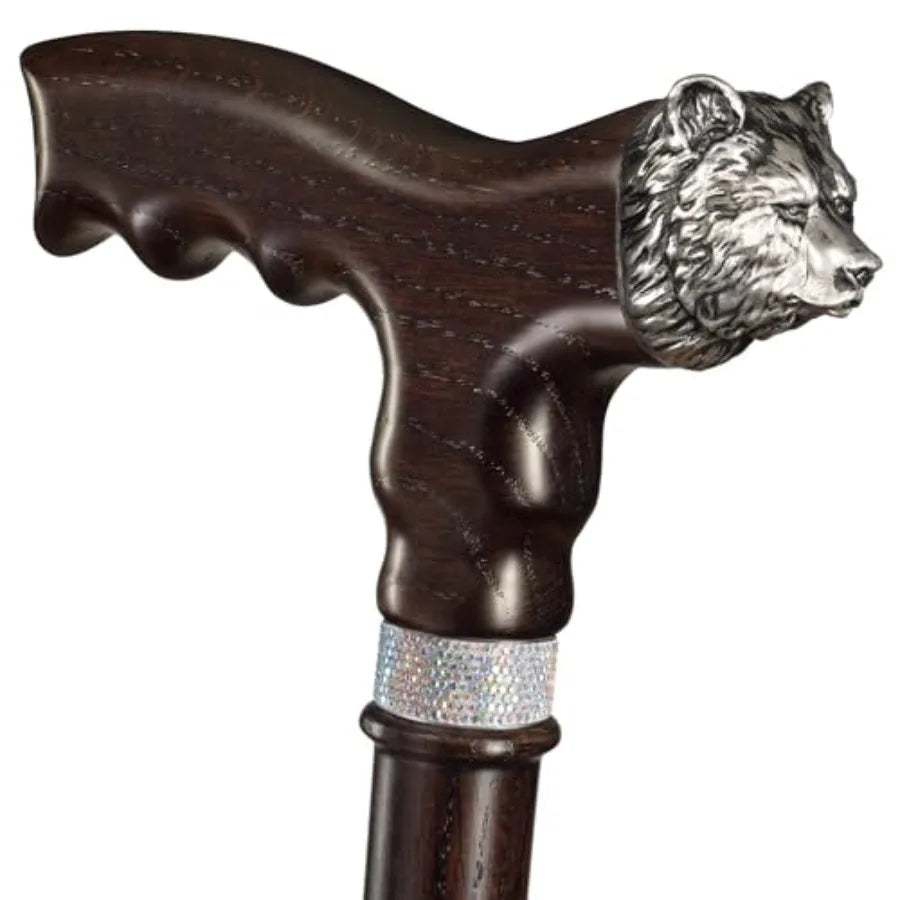 Asterom Handmade Walking Cane for Women Men - Custom Stylish Fashionable Wooden Cane in Bear Design - Walking Sticks for Senior