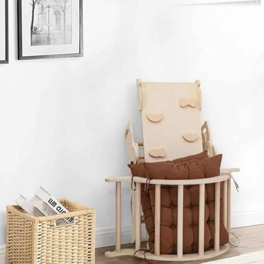 Large Foldable Toddler Climbing Toys Indoor Jungle Gym Pikler Triangle Set with Cushion S-lide and Arch 7-in-1 Montess