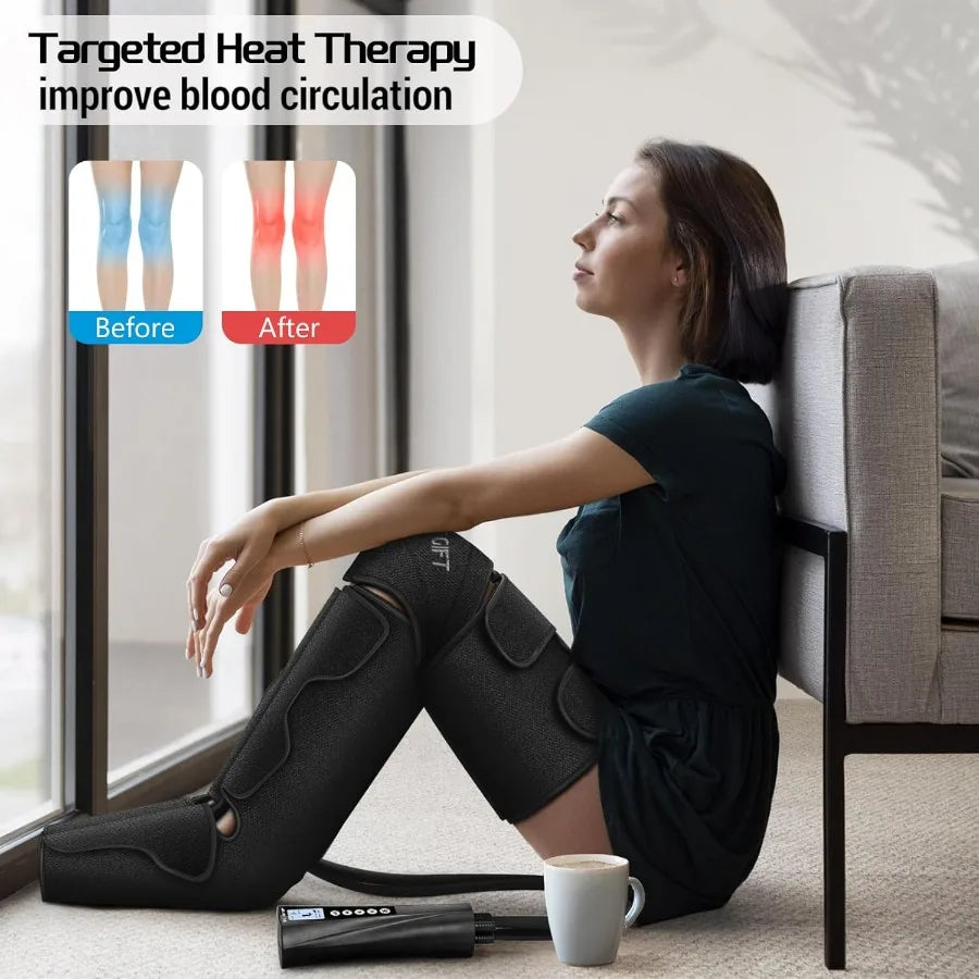 Bestgift Christmas Gifts for Men Women Mom Dad Mother's Day Father's Day Air Compression Massager with Heat for Foot Leg Calf T