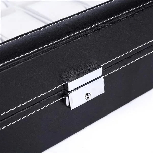 24-Slot Luxury Watch Box – High-End Leather Watch Case with Glass Top, Wooden Interior & Cushioned Slots for Collector's Storage